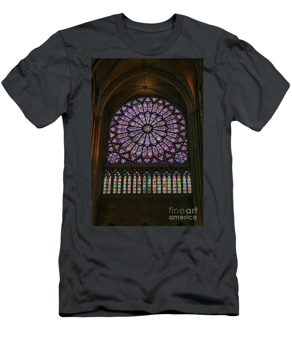 Antique T-Shirt featuring the photograph Stained glass window of the Notre Dame by Patricia Hofmeester