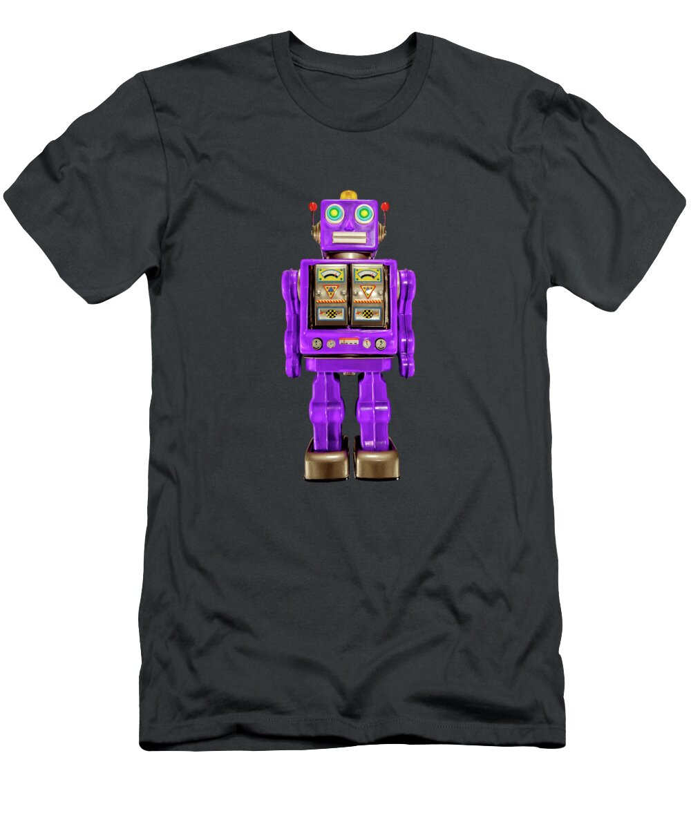Art T-Shirt featuring the photograph Star Strider Robot Purple on Black by YoPedro