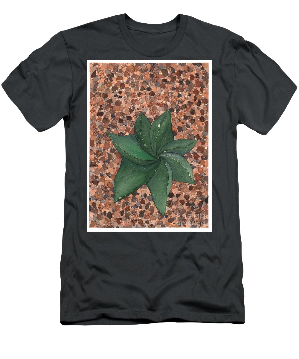 Succulent T-Shirt featuring the painting Star Succulent by Hilda Wagner