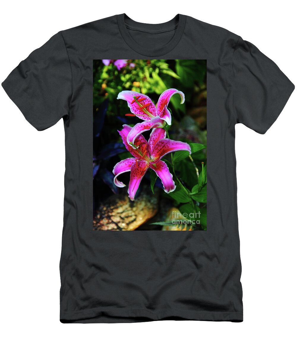Flower T-Shirt featuring the photograph Stargazer Lily by Allen Nice-Webb