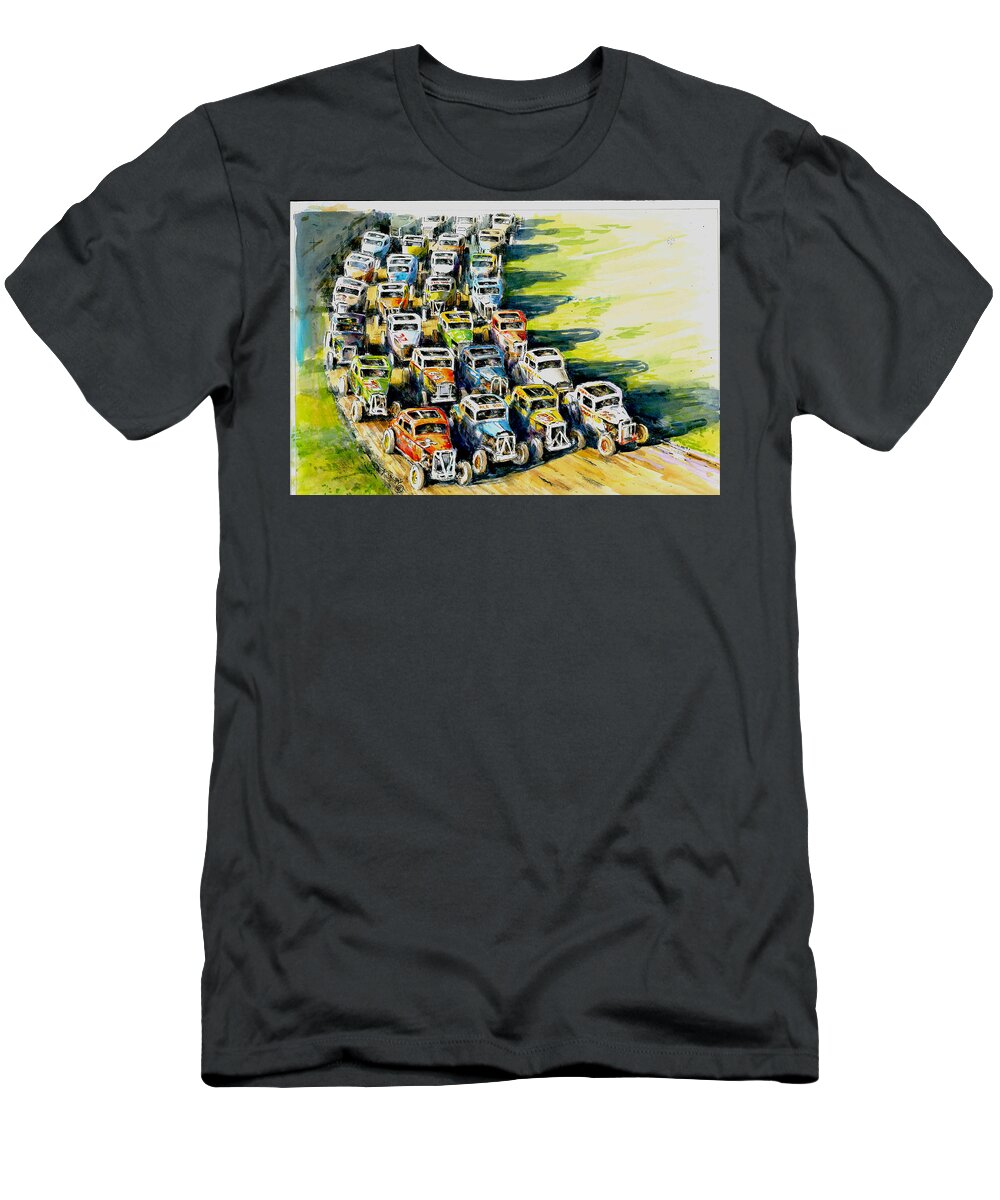 Jalopy T-Shirt featuring the painting Starting Lineup by Ronald Shelley
