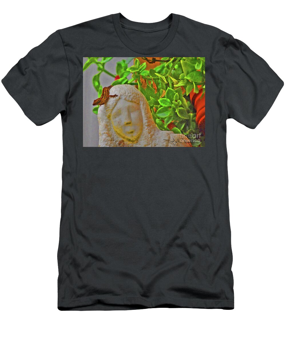  T-Shirt featuring the photograph Statue Lizard by Art Mantia