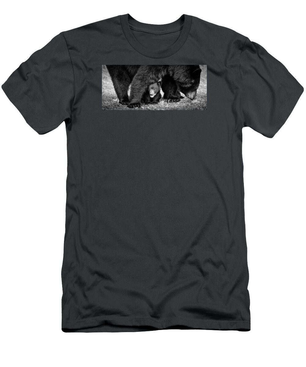 Asheville T-Shirt featuring the photograph Staying Close-bw by Joye Ardyn Durham