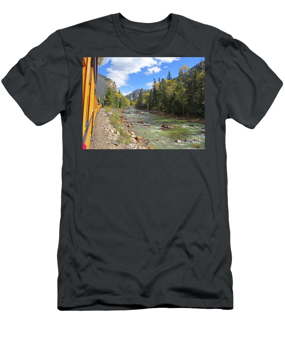 Train T-Shirt featuring the photograph Steam Train To Silverton by Eunice Warfel