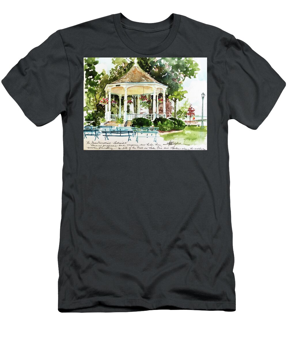 Lakeside T-Shirt featuring the painting Steele Memorial Bandstand by Maryann Boysen