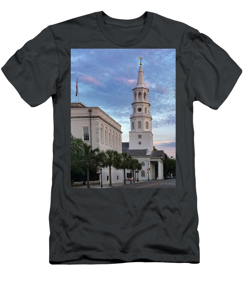 St. Michael's T-Shirt featuring the photograph Steeple at Dusk by Patricia Schaefer