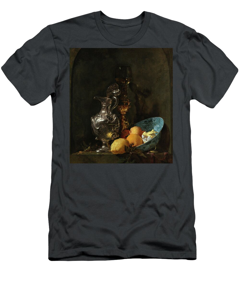 Willem Kalf T-Shirt featuring the painting Still Life with Silver Ewer by Willem Kalf