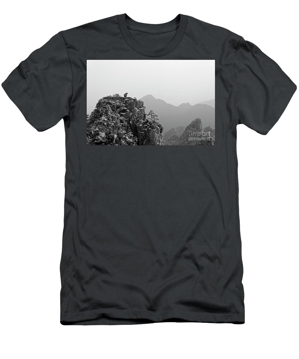 China T-Shirt featuring the photograph Stone Monkey Gazing over Sea of Clouds by James L Davidson