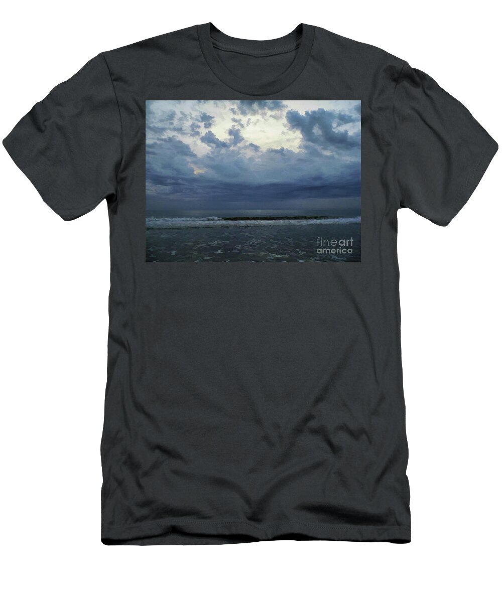 Sunrise T-Shirt featuring the photograph Storm Clouds At The Beach by D Hackett