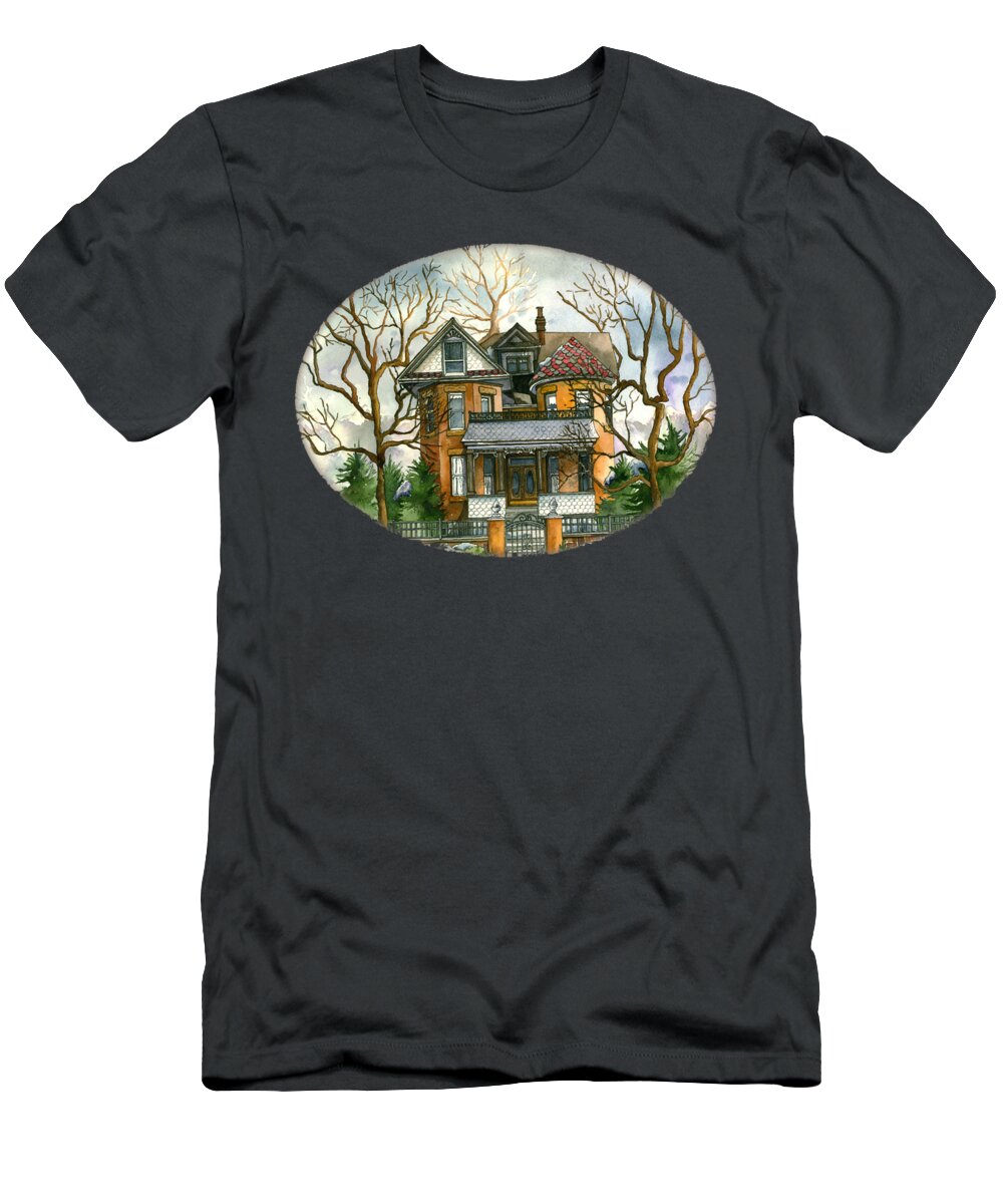 Victorian T-Shirt featuring the painting Stormy Winter Skies by Shelley Wallace Ylst