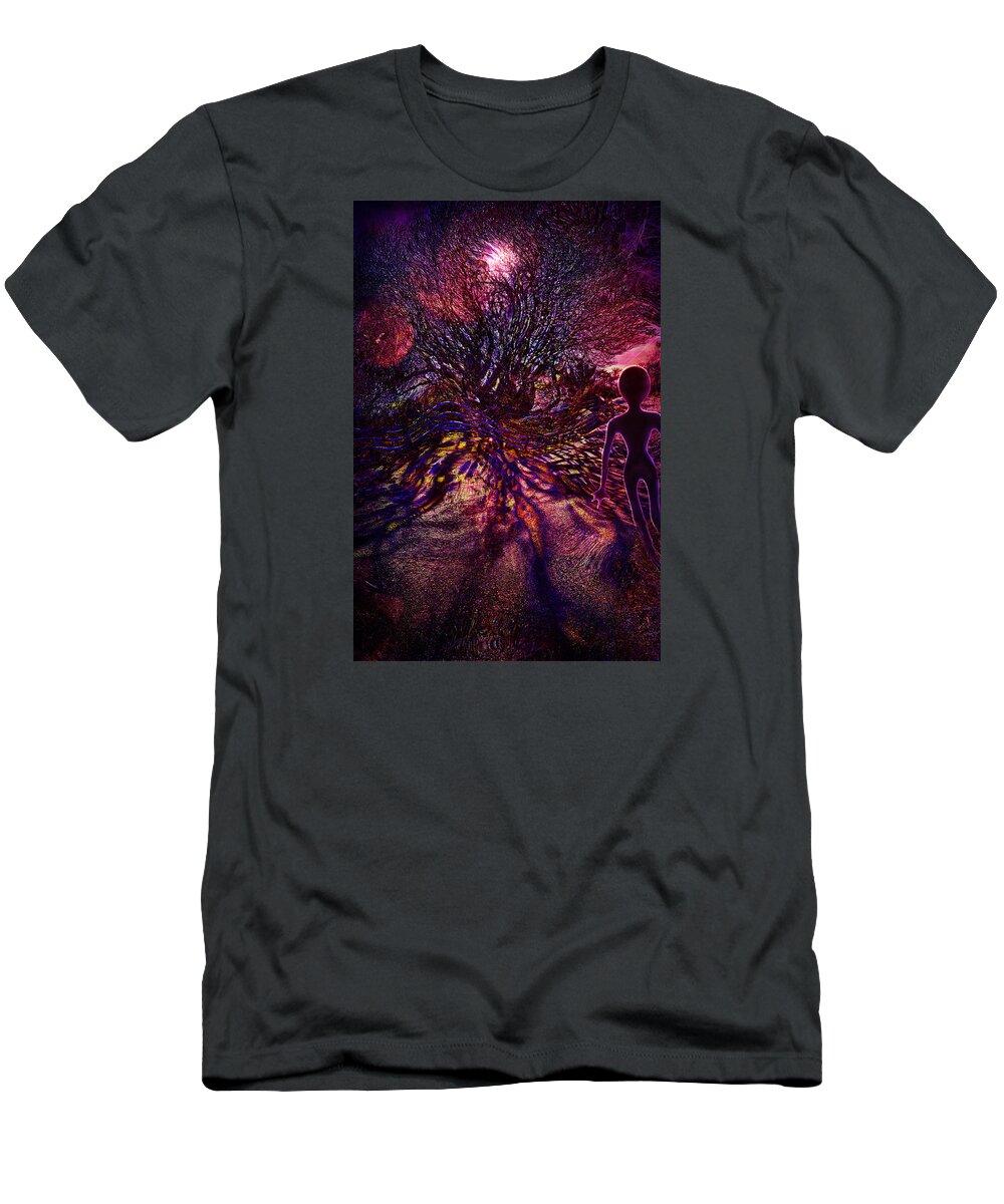 Strange T-Shirt featuring the digital art Strange Silhouettes in the Dark by Lilia S