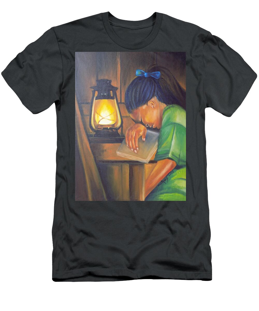 Studying T-Shirt featuring the painting Studying by Olaoluwa Smith