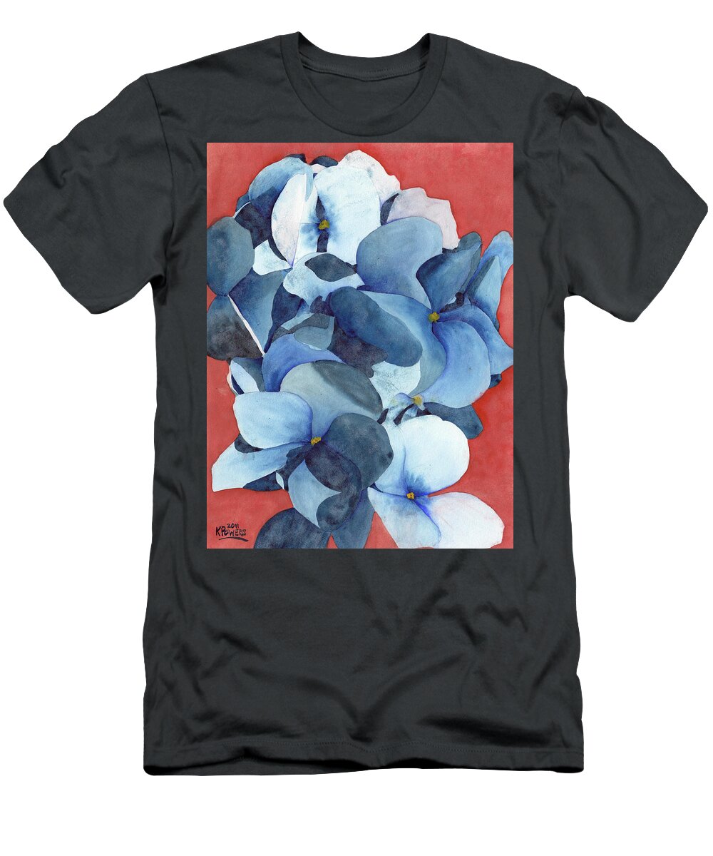 Hydrangea T-Shirt featuring the painting Stylized Hydrangea by Ken Powers