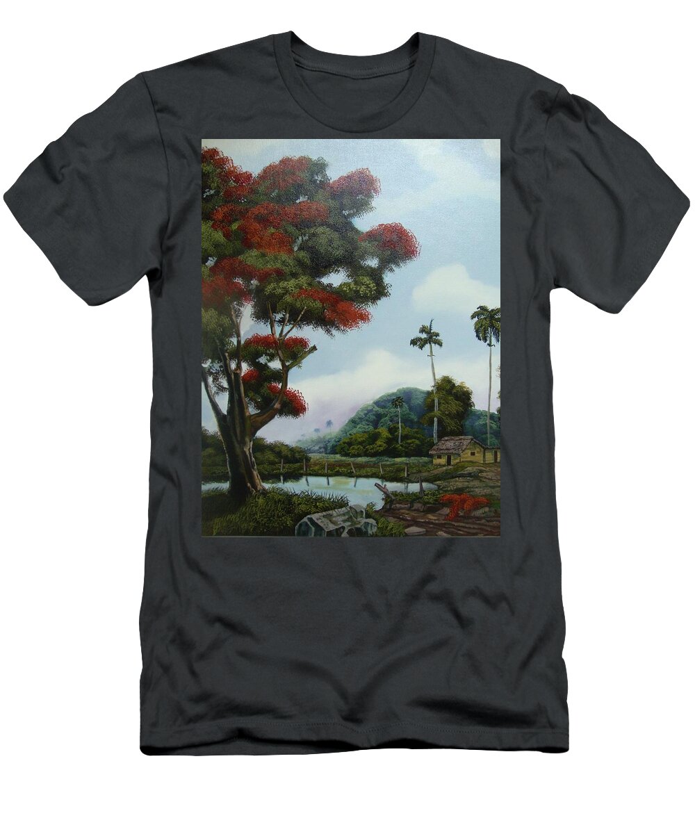 Tree T-Shirt featuring the painting Sudden Shade by Carlos Rodriguez