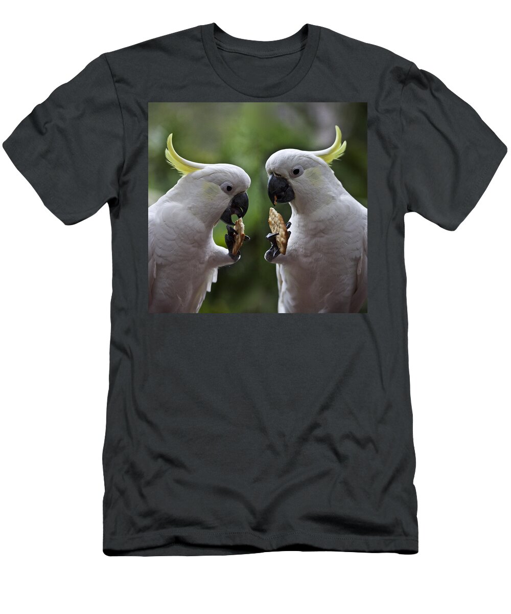 Sulphur Crested Cockatoo T-Shirt featuring the photograph Sulphur crested cockatoo pair by Sheila Smart Fine Art Photography