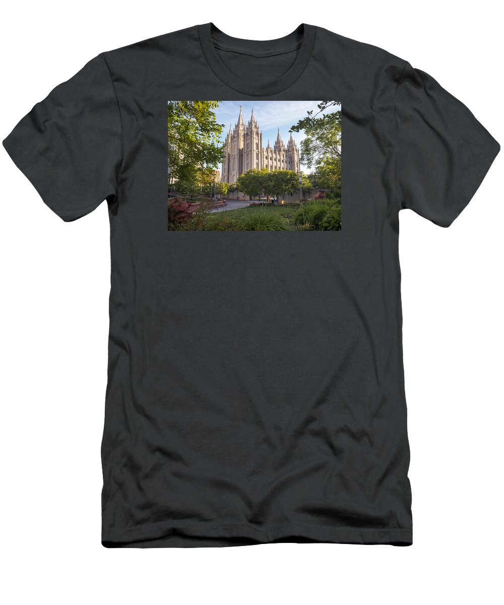 Salt Lake Temple T-Shirt featuring the photograph Summer at Temple Square by Emily Dickey