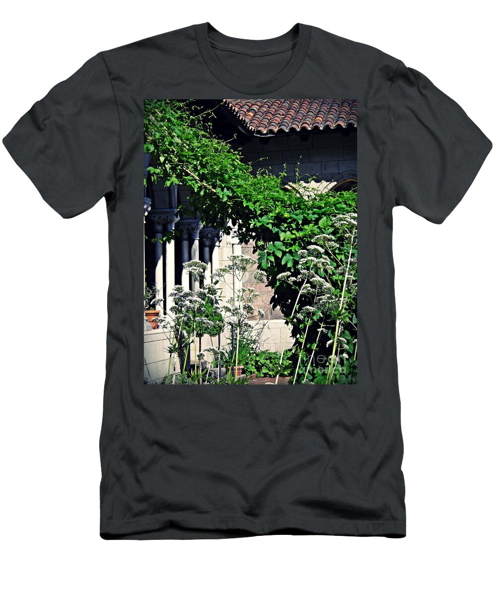 Cloister T-Shirt featuring the photograph Summer Gardens at the Cloisters 5 by Sarah Loft