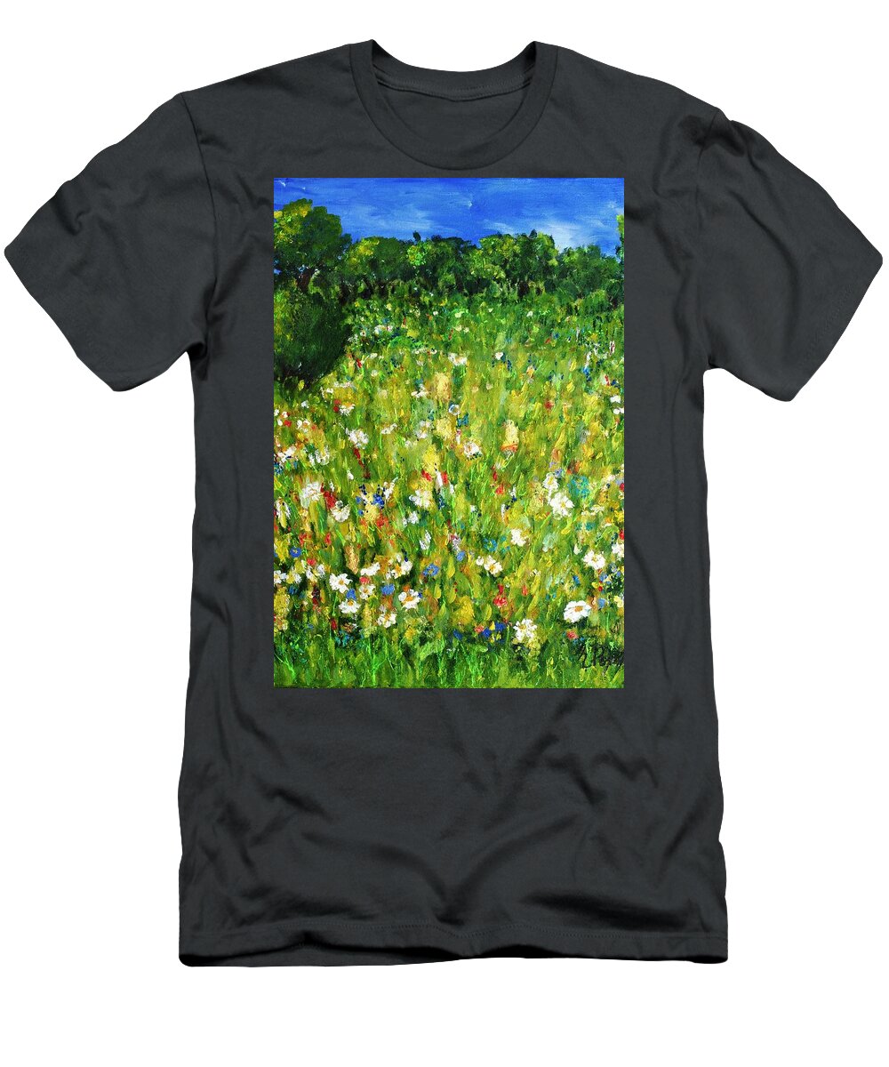 Landscape T-Shirt featuring the painting The Glade by Evelina Popilian