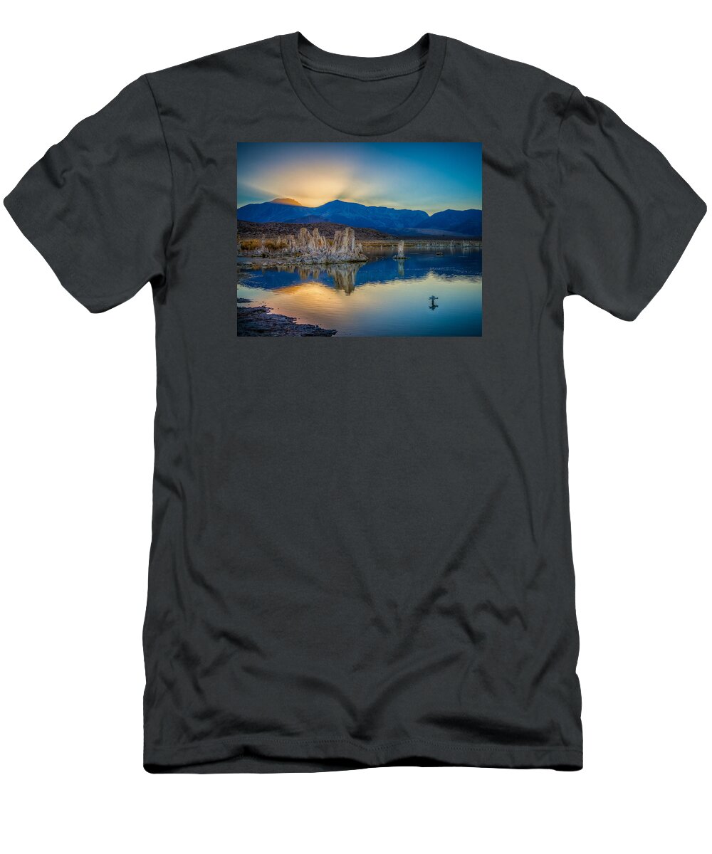 Formation T-Shirt featuring the photograph Sun Rays at Mono Lake by Rikk Flohr