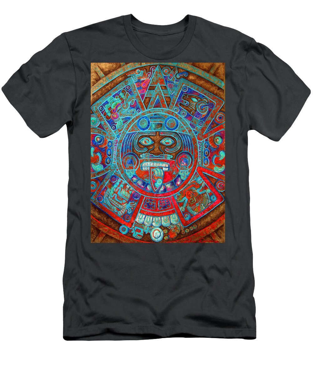 Aztec T-Shirt featuring the painting S U N . S T O N E by J U A N - O A X A C A