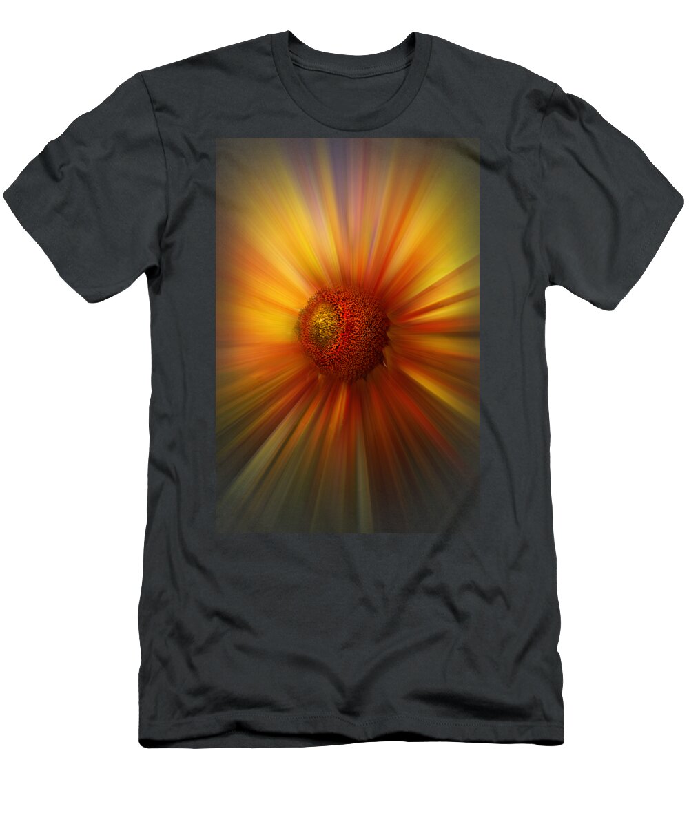 Abstract T-Shirt featuring the photograph Sunflower Dawn Zoom by Debra and Dave Vanderlaan