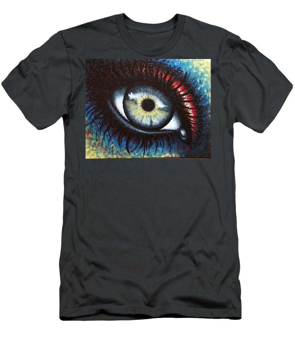 Abstraction T-Shirt featuring the painting Sunflower Eye by Matt Mercer