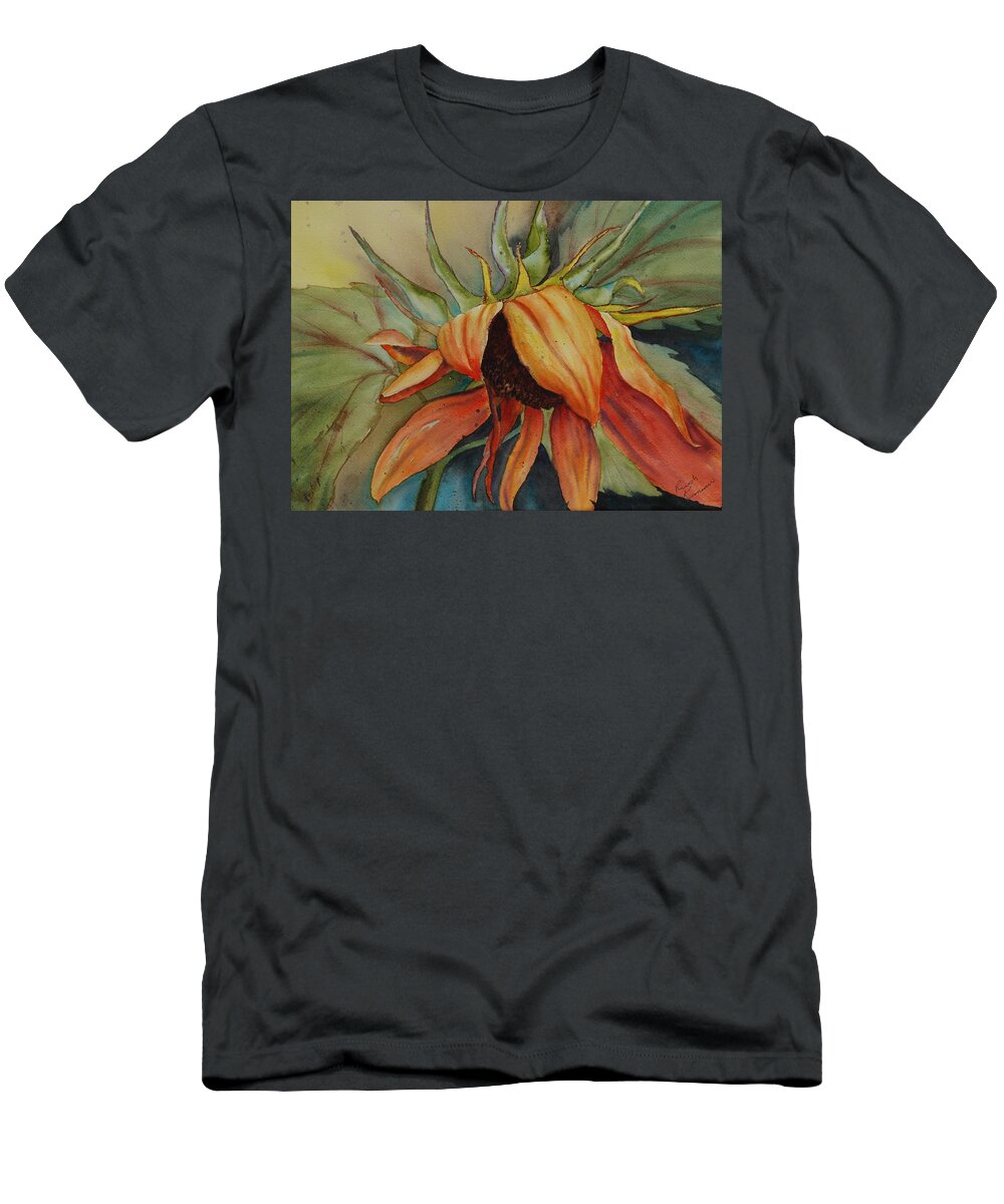 Sunflower T-Shirt featuring the painting Sunflower by Ruth Kamenev
