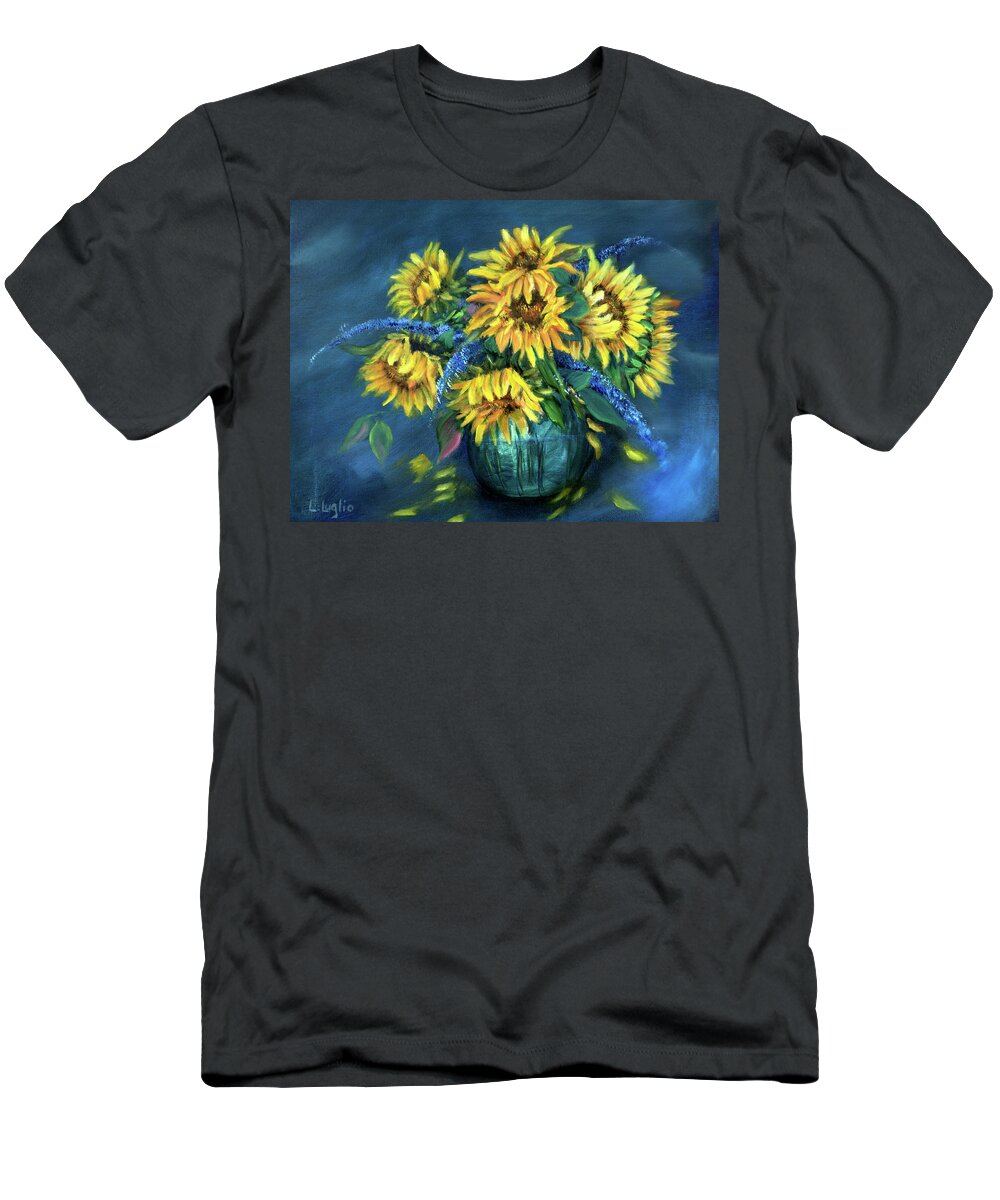 Sunflower T-Shirt featuring the painting Sunflowers Still Life by Loretta Luglio