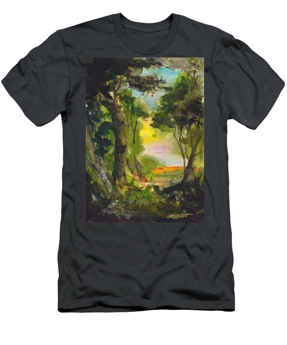 Trees T-Shirt featuring the painting Sunglow by Frank SantAgata