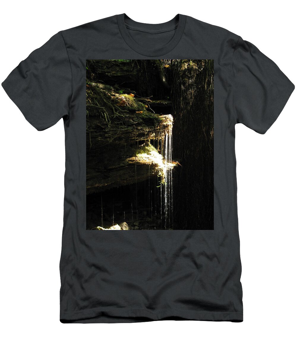 Sunlit T-Shirt featuring the photograph Sunlit Falls by Stacie Siemsen