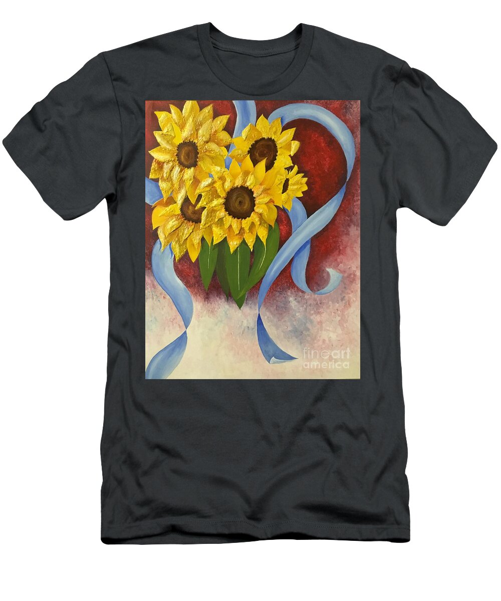 Sunflowers T-Shirt featuring the painting Sunny Day by Pamela Henry