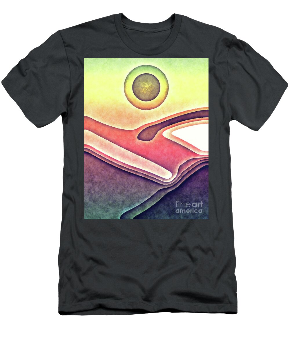 Sun T-Shirt featuring the digital art Sunny Landscape Abstract by Phil Perkins
