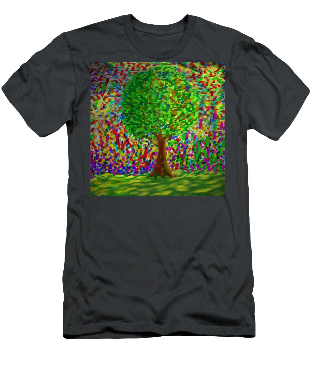 Landscape T-Shirt featuring the painting Sunny Tree by Kevin Caudill