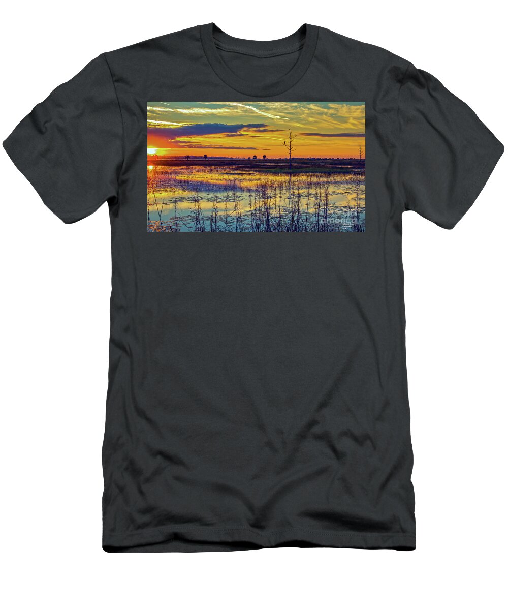 Bird T-Shirt featuring the photograph Sunrise at a Wildlife Paradise by DB Hayes