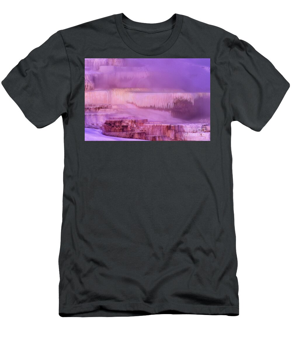 North America T-Shirt featuring the photograph Sunrise at Minerva Springs Yellowstone National Park by Dave Welling