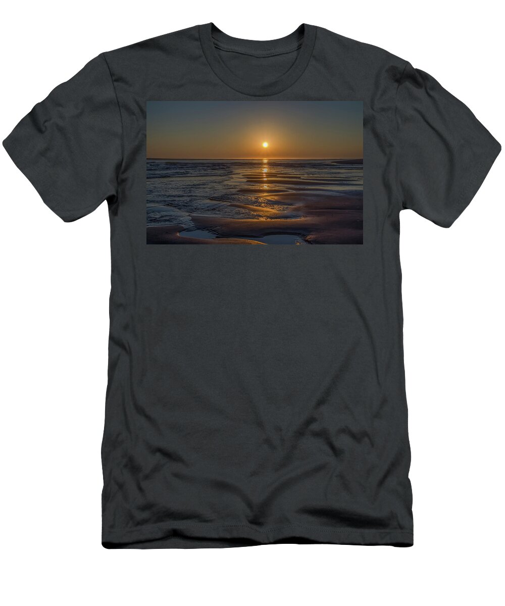 Sunrise T-Shirt featuring the photograph Sunrise on Strathmere Beach - New Jersey by Bill Cannon