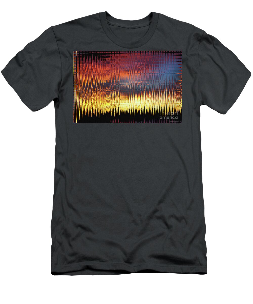 Sunrise T-Shirt featuring the digital art Sunrise zag by Deb Nakano