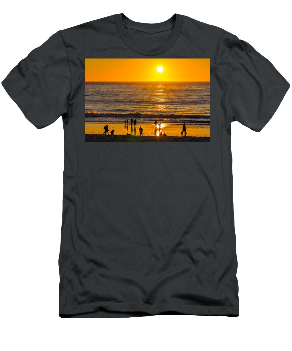 Sunset T-Shirt featuring the photograph Sunset and Surf by Derek Dean
