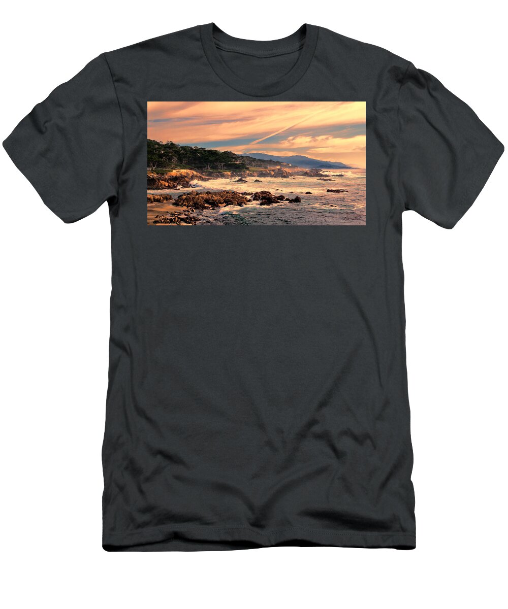 Cypress Point T-Shirt featuring the photograph Sunset at Cypress Point by Susan Rissi Tregoning