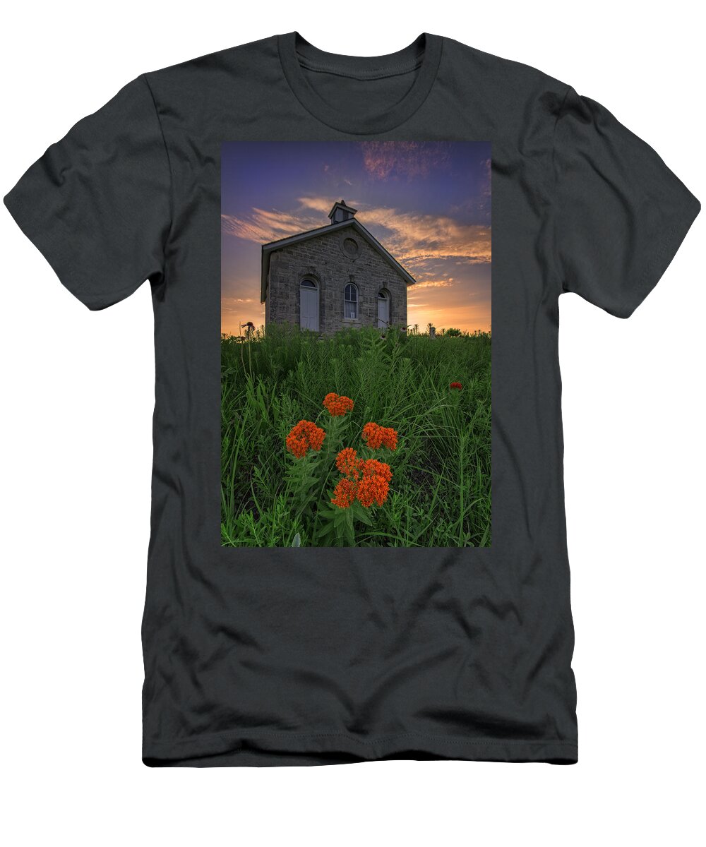 Lower Fox Creek T-Shirt featuring the photograph Sunset at Lower Fox Creek Schoolhouse by Rick Berk