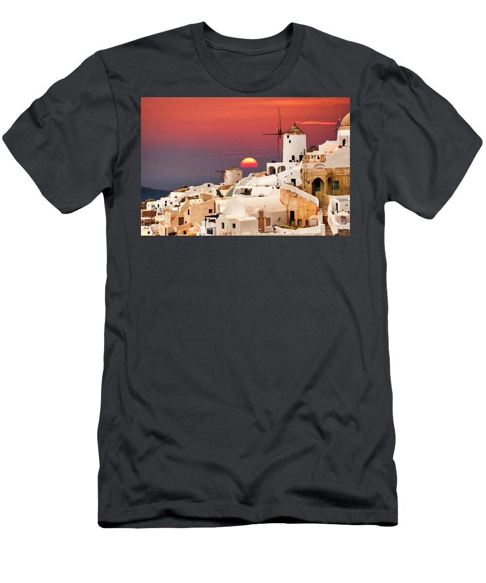  T-Shirt featuring the photograph sunset at Santorini by Usha Peddamatham