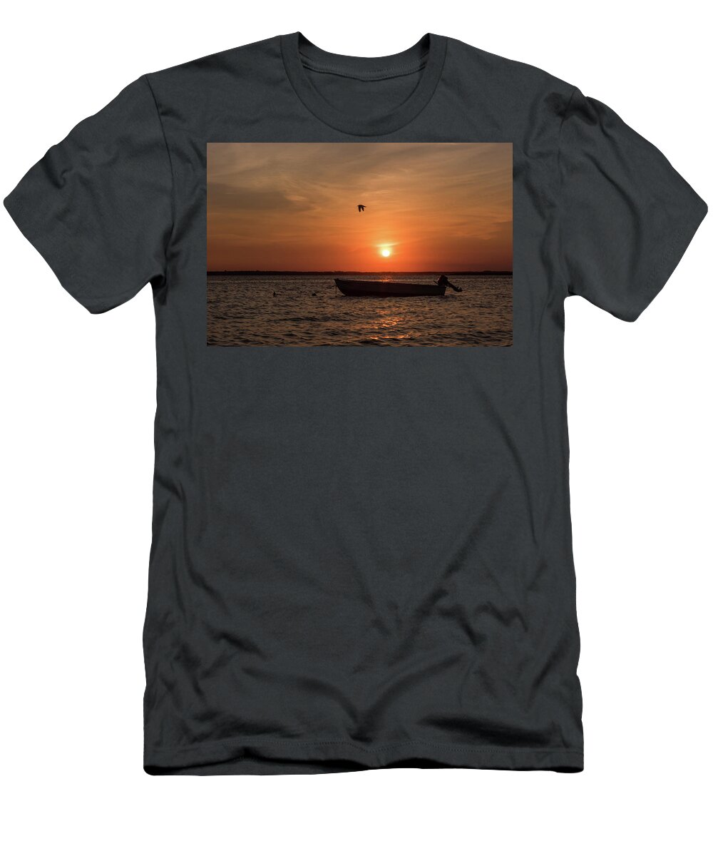 Sunset Boat Lavallette Nj T-Shirt featuring the photograph Sunset Boat Lavallette NJ by Terry DeLuco