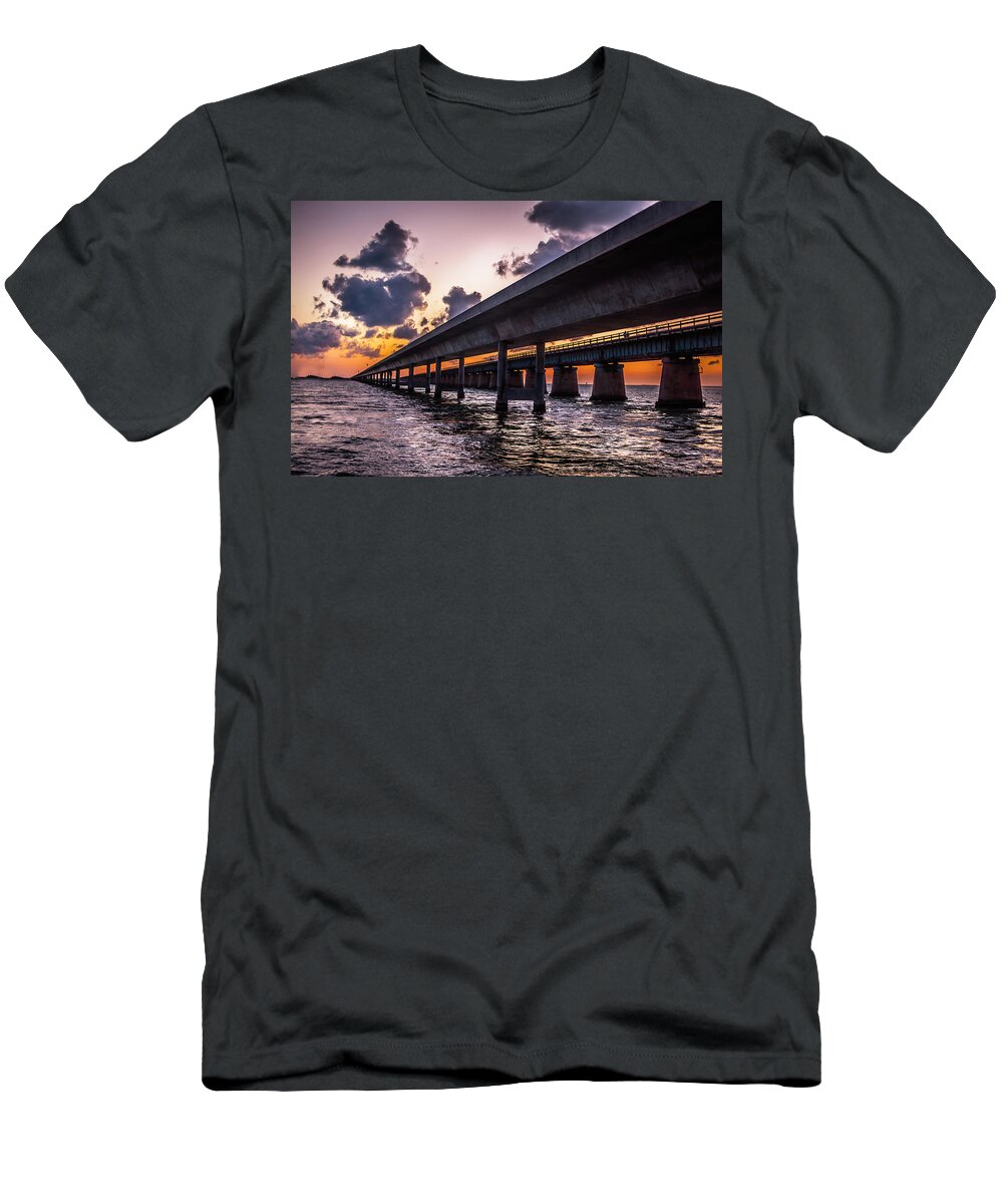 Water T-Shirt featuring the photograph Sunset on 2 Bridges by Todd Rogers