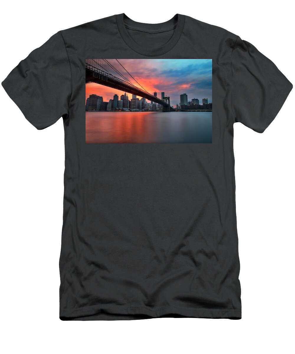 Sunset T-Shirt featuring the photograph Sunset over Manhattan by Larry Marshall