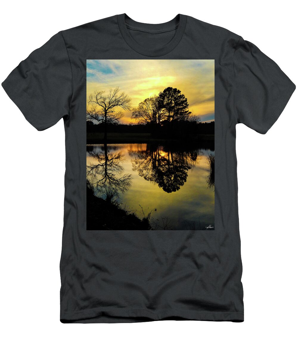 Sunset T-Shirt featuring the photograph Sunset Over the Bass Pond by Phil And Karen Rispin