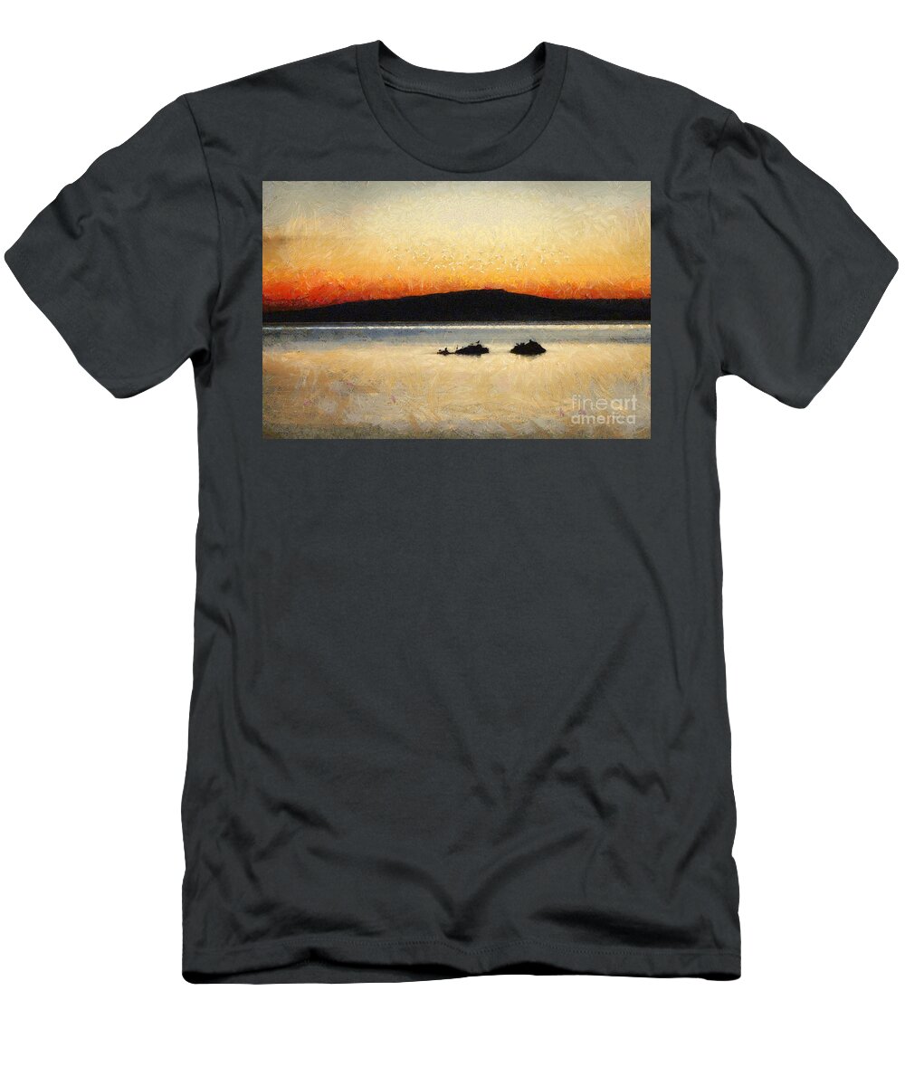 Art T-Shirt featuring the painting Sunset Seascape by Dimitar Hristov