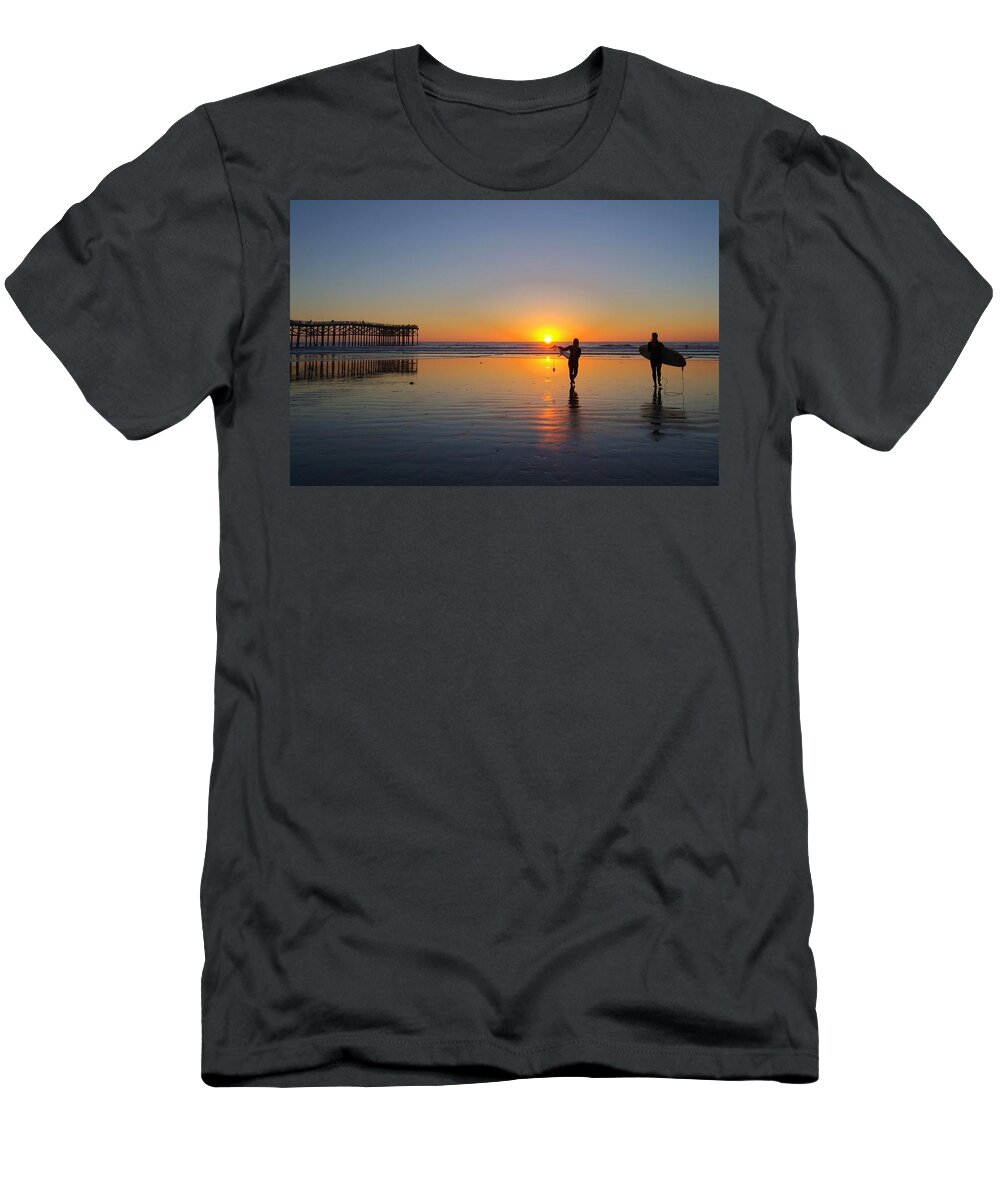 Surf Culture T-Shirt featuring the photograph Sunset Surf by Jeffrey Ommen