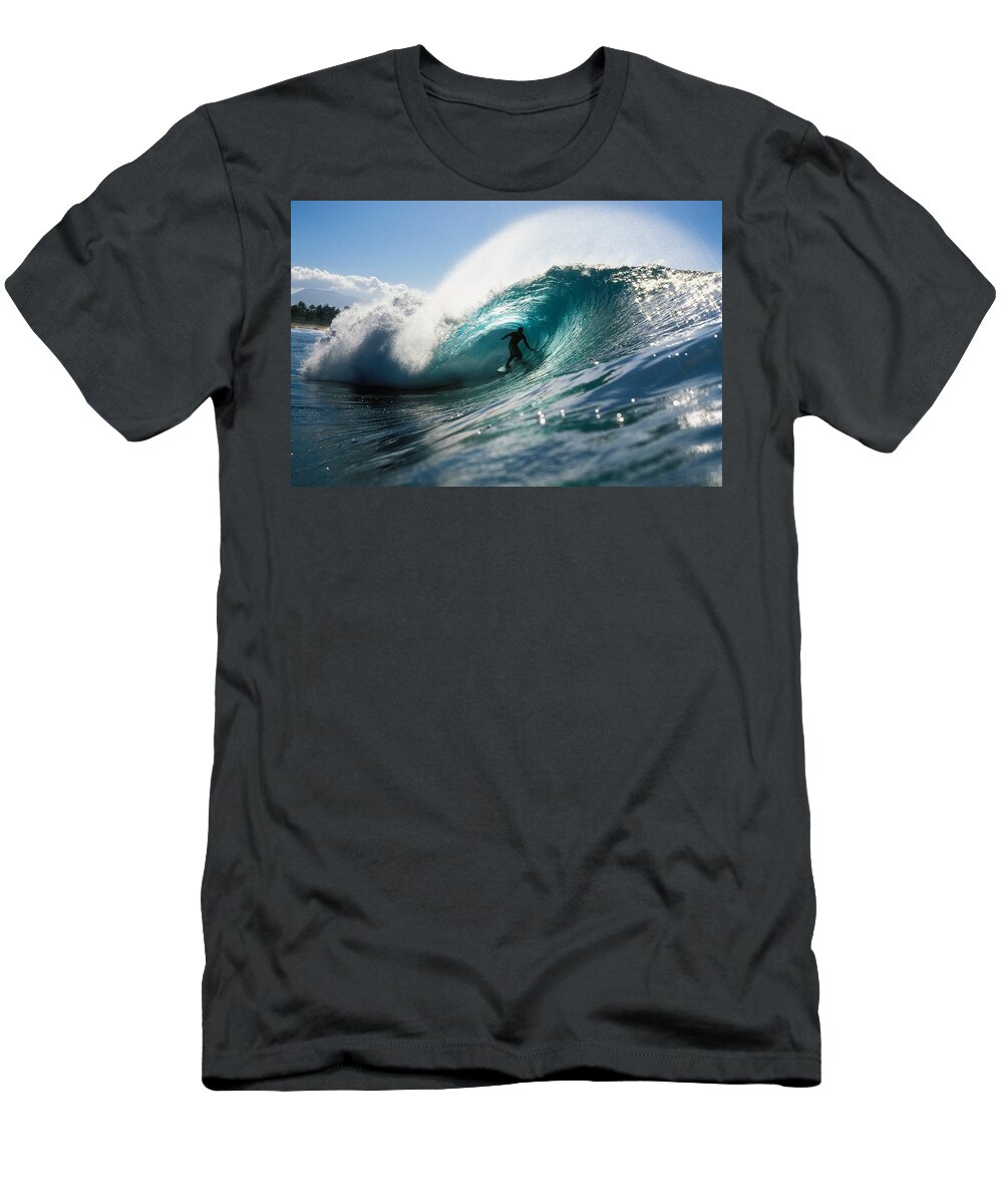 Adrenaline T-Shirt featuring the photograph Surfer At Pipeline by Vince Cavataio - Printscapes