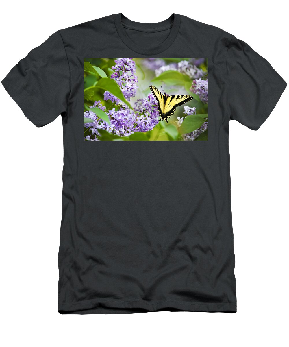 Butterfly T-Shirt featuring the photograph Swallowtail Butterfly on Lilacs by Christina Rollo