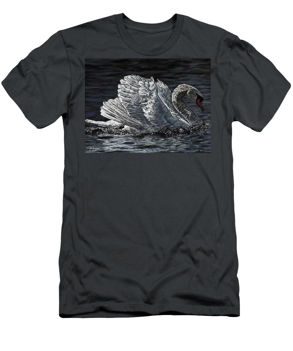 Swan T-Shirt featuring the painting Swan by Linda Becker
